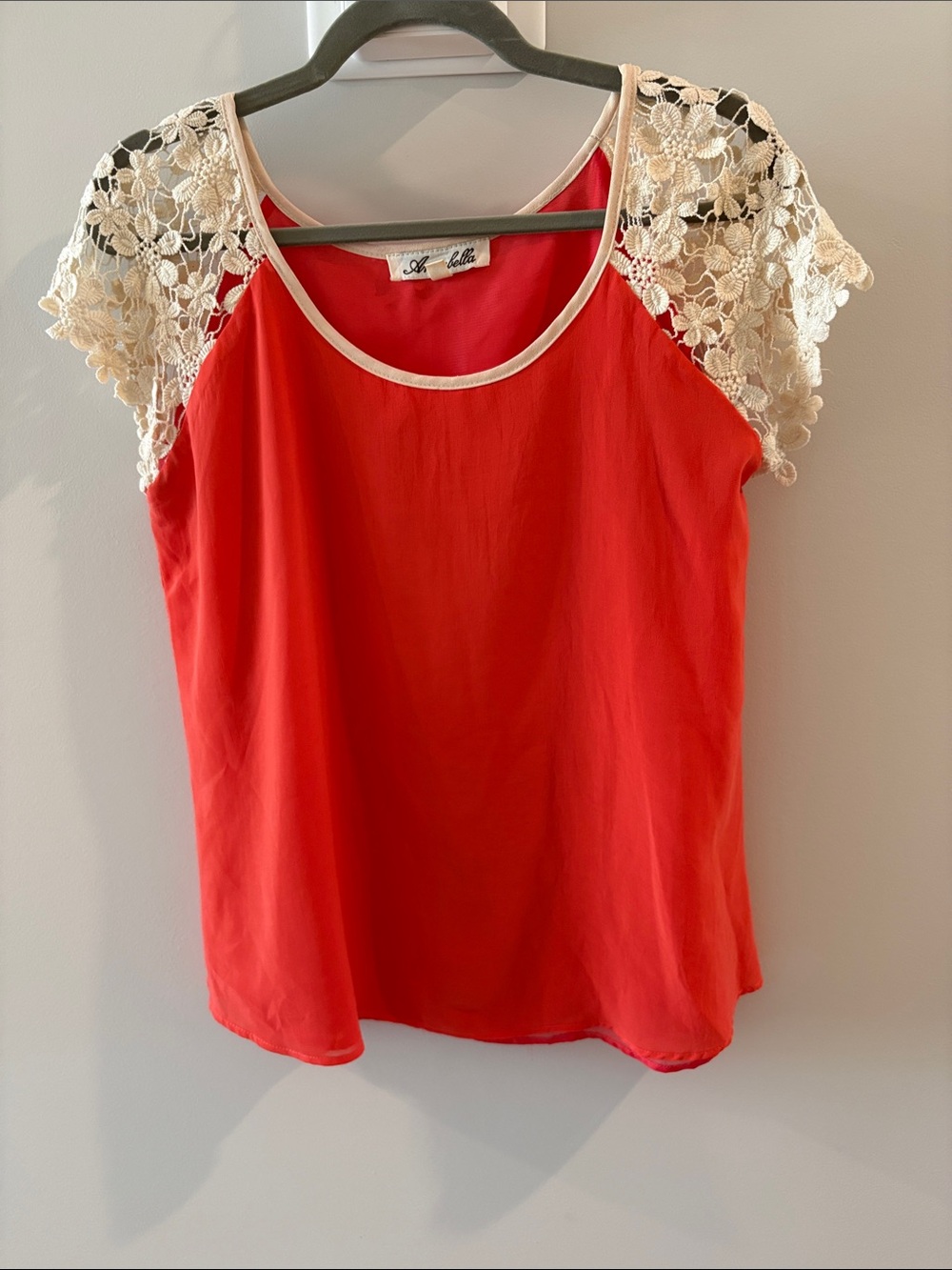 Boho Coral Lace Sleeve Women's Top